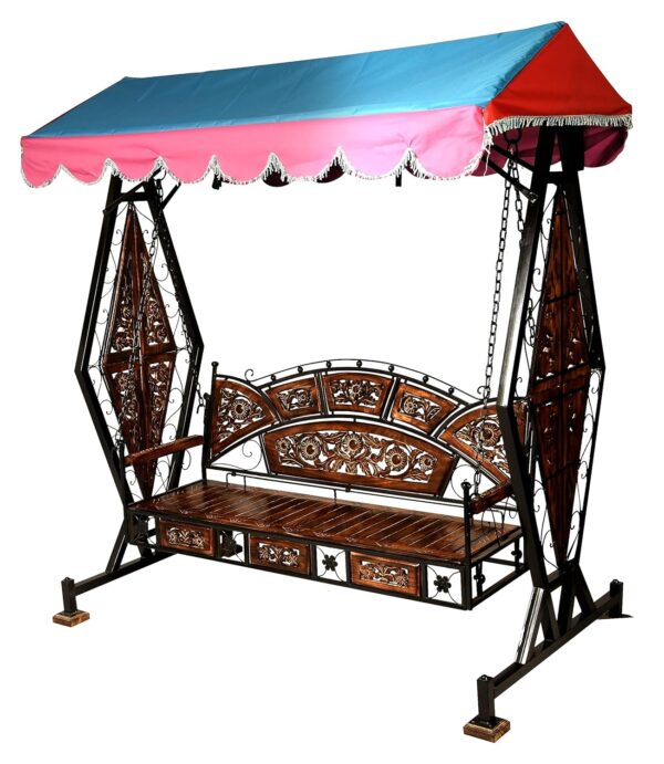 Swing/Jhula For Home & Garden 3 Seater With Canopy Roof & Stands Weight Capacity 400Kg+