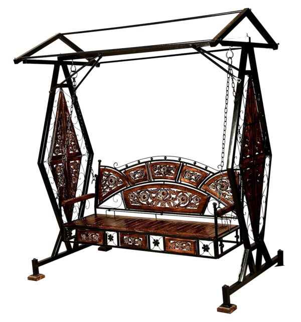 Swing/Jhula For Home & Garden 3 Seater With Canopy Roof & Stands Weight Capacity 400Kg+ - Image 3