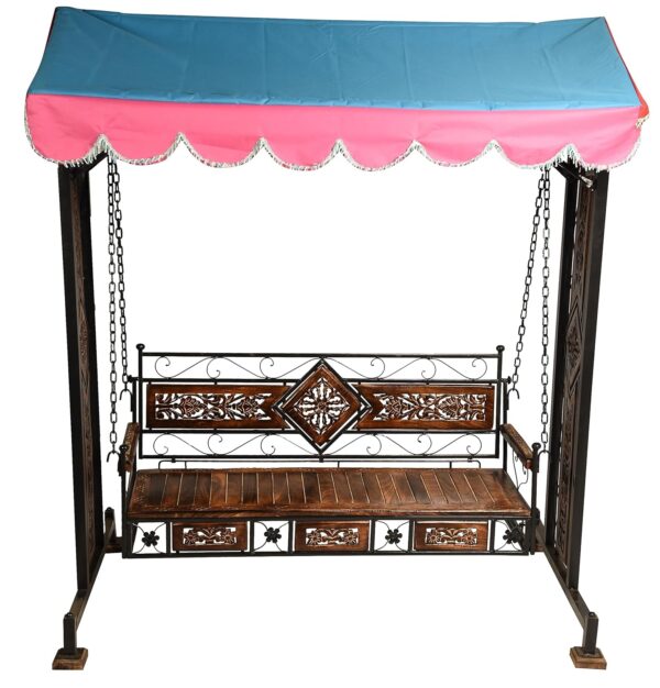 Swing/Jhula For Home & Garden 3 Seater With Canopy Roof & Stands Weght Capacity 400Kg+ (Smlbrf-003), 17 Inch - Image 2