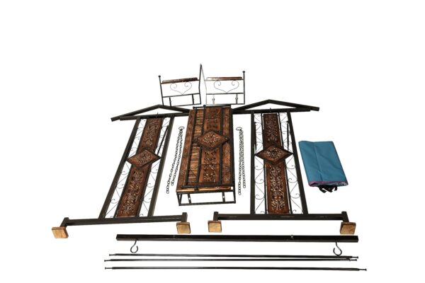 Swing/Jhula For Home & Garden 3 Seater With Canopy Roof & Stands Weght Capacity 400Kg+ (Smlbrf-003), 17 Inch - Image 3