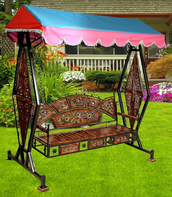 Swing/Jhula For Home & Garden 3 Seater With Canopy Roof & Stands Weight Capacity 400Kg+ - Image 5