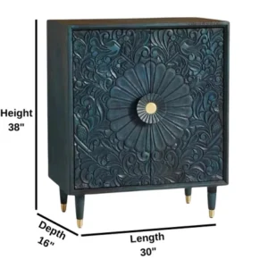 Wooden Carved Storage Unit (Indigo Antique)
