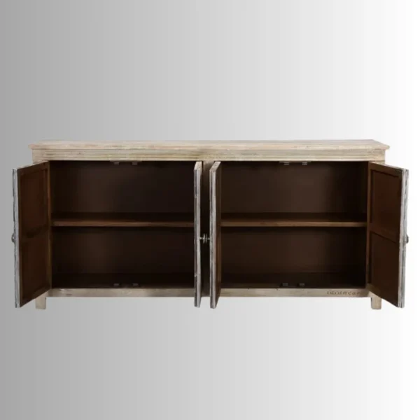 Chokar Wooden Rustic Sideboard (Natural White Distress) - Image 2