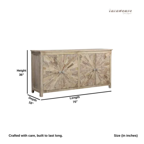 Chokar Wooden Rustic Sideboard (Natural White Distress) - Image 4
