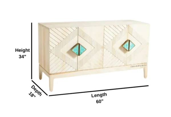 Eisth Wooden Modern Designer Sideboard (White Distress) - Image 3