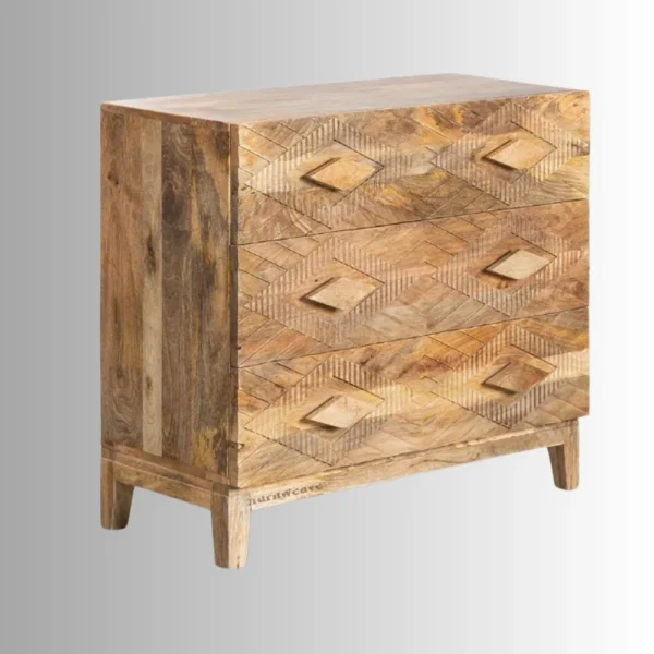 Inara Wooden Carved Chest of Drawer (Natural) - Image 2