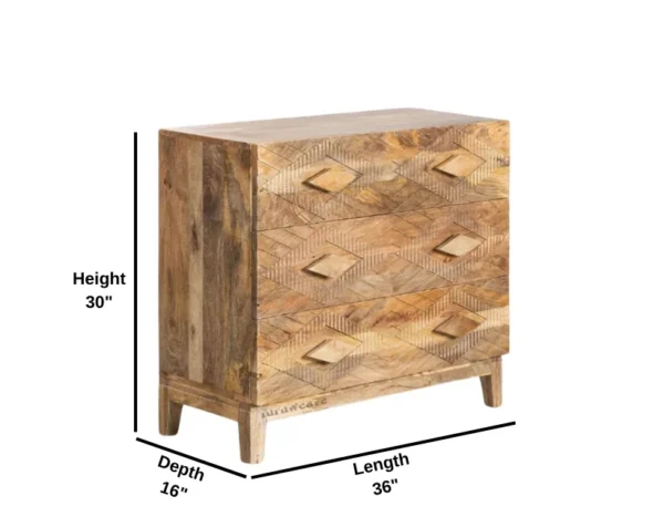 Inara Wooden Carved Chest of Drawer (Natural) - Image 3