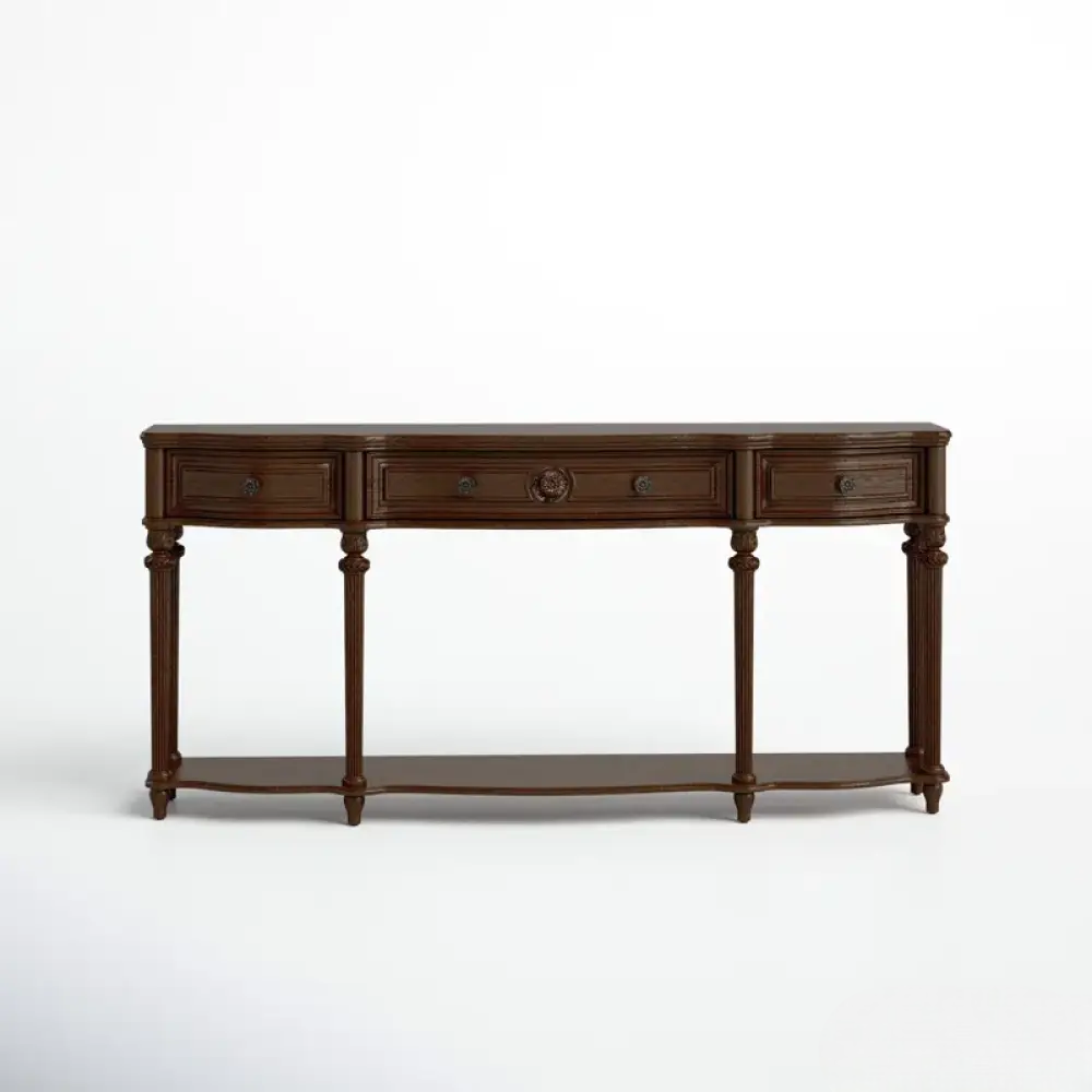Rustic Wooden Console Table with Storage - Image 2