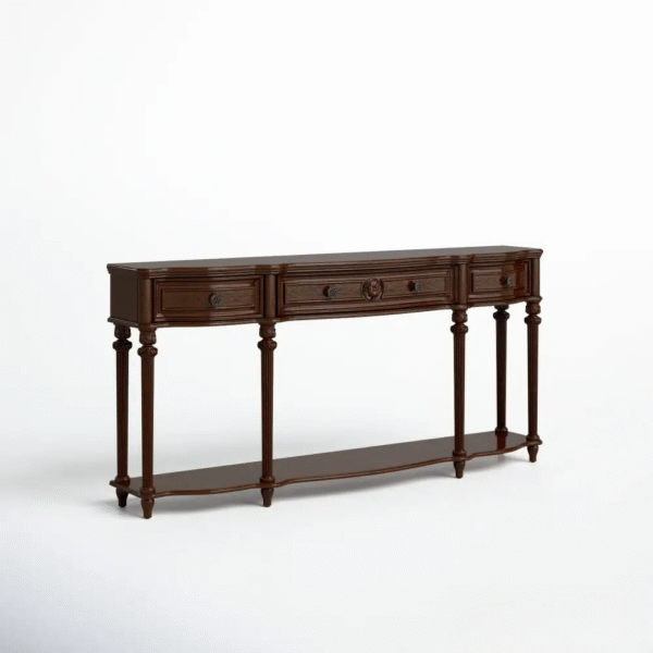 Rustic Wooden Console Table with Storage - Image 3