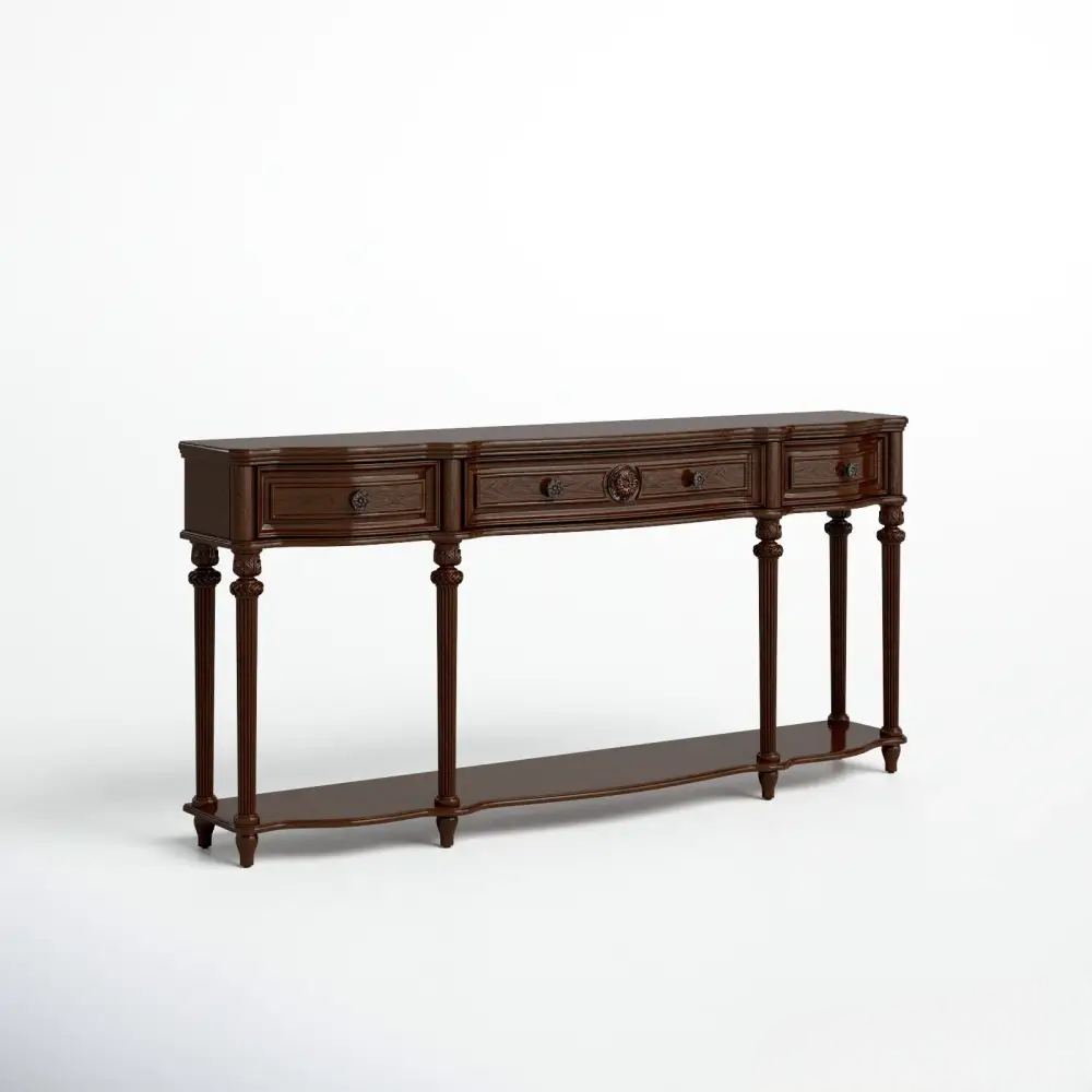 Rustic Wooden Console Table with Storage - Image 3