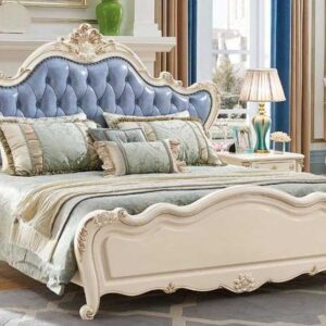 Indian classic Style Teak Wood Leather Bed