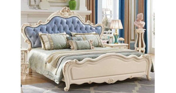 Indian classic Style Teak Wood Leather Bed