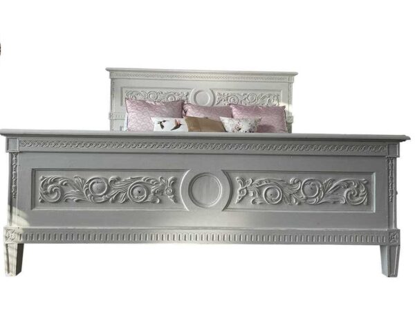 Munnar French Style Carved White Bed
