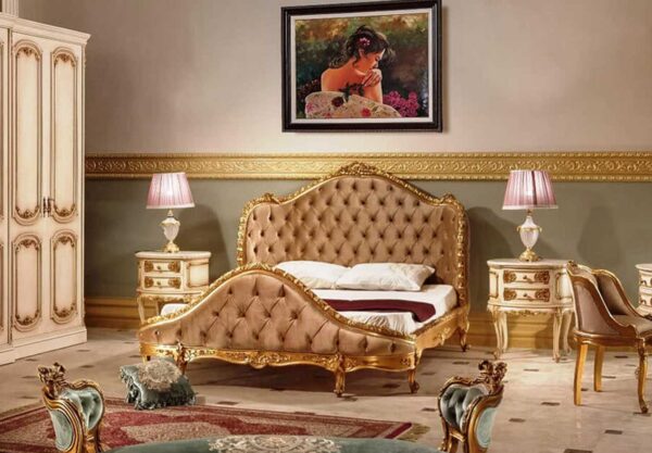 Olive French Style Carved Royal Bedroom Set - Image 2