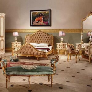 Olive French Style Carved Royal Bedroom Set