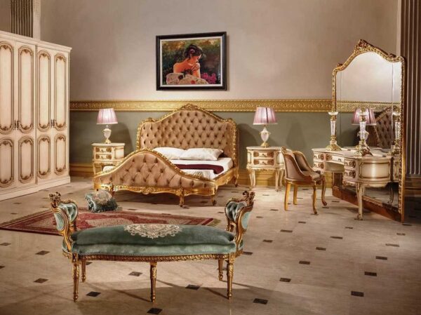 Olive French Style Carved Royal Bedroom Set