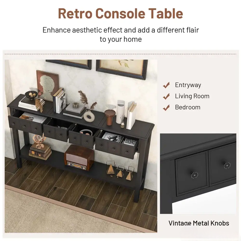 Sleek Walnut Finish Console Table - Image 4