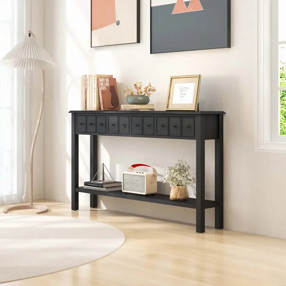 Sleek Walnut Finish Console Table