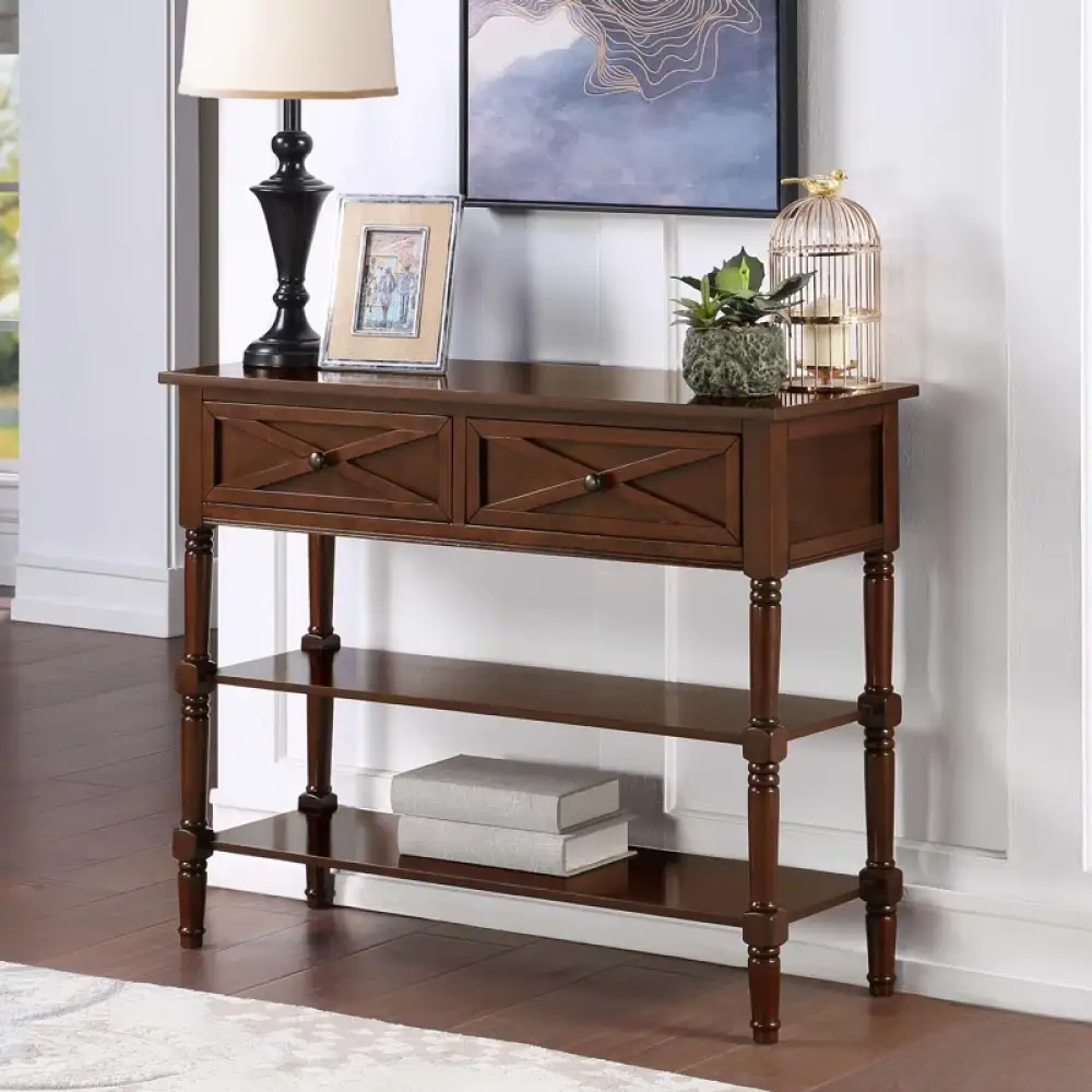 Natural Finish Wooden Entry Table - Image 3