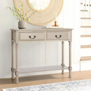 Contemporary Wooden Console Table with Open Shelf