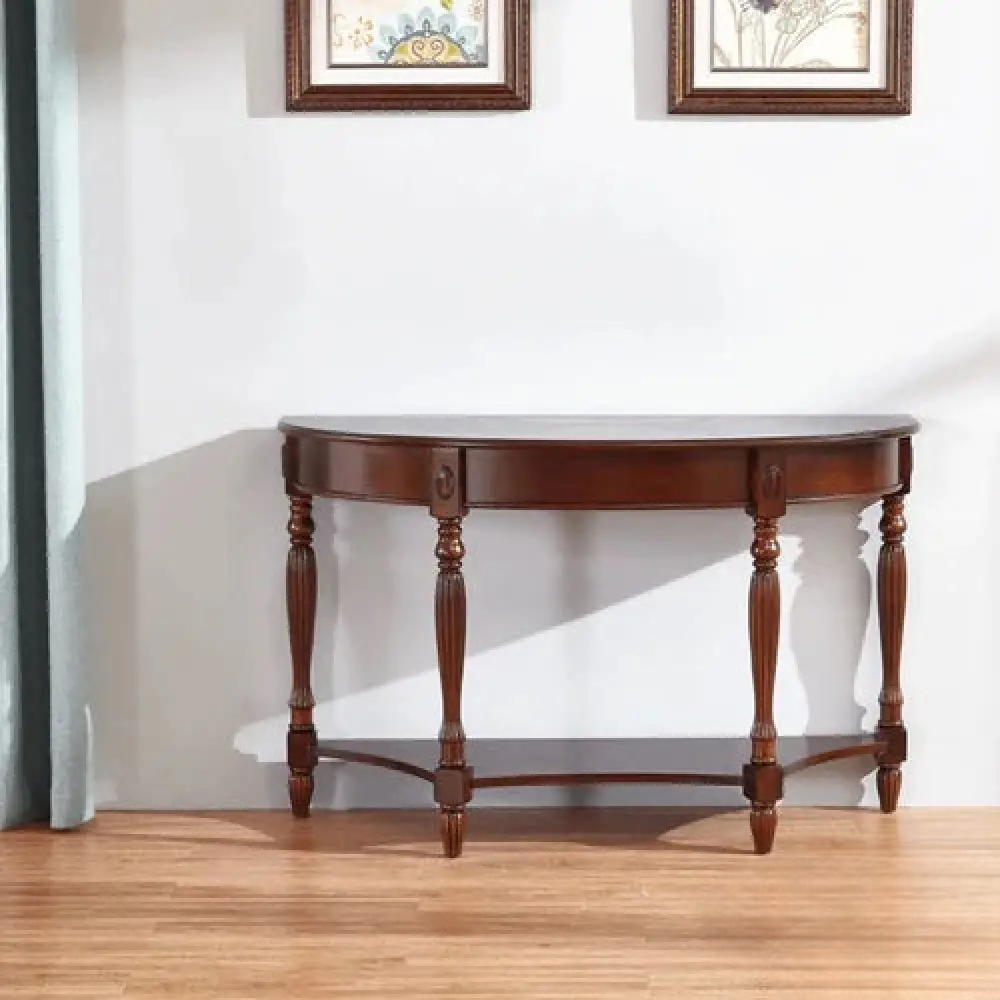 Natural Finish Wooden Console table with Drawers - Image 2