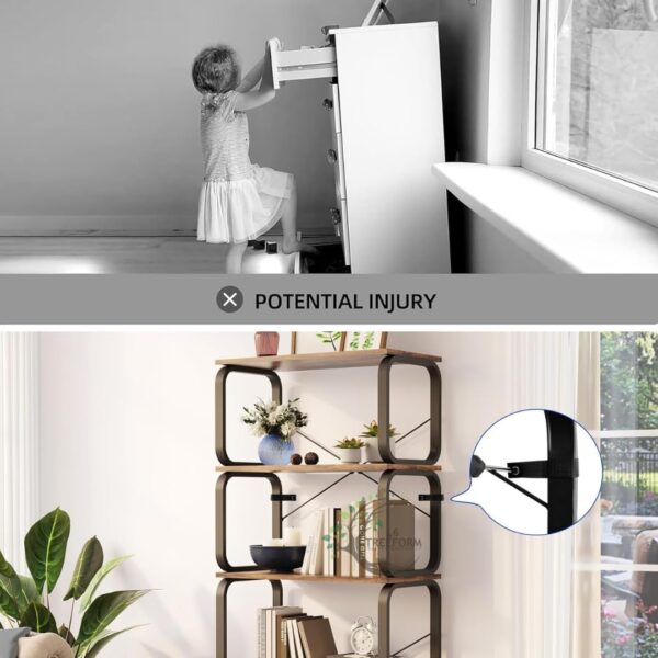 46Treeform 5 Tier Bookshelf, Modern Sturdy Bookcase,Industrial Metal and Wood Shelf - Image 4