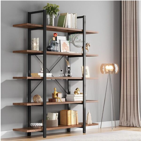 5-Tier Bookshelf, Vintage Industrial Style Bookcase