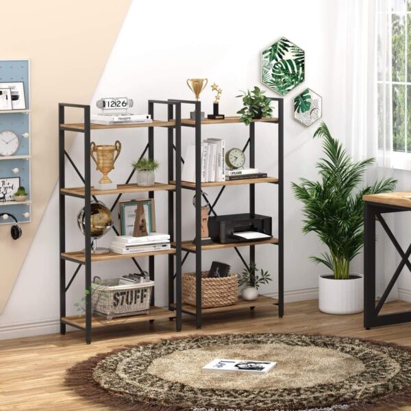 46Treeform Bookshelf Industrial 5 Tier Bookcase, Freestanding Tall Bookshelves - Image 3