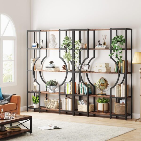 5 Tier Bookcases, Tall Vintage Bookcase with 12 Open Show Shelves, - Image 5