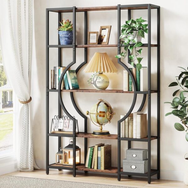 5 Tier Bookcases, Tall Vintage Bookcase with 12 Open Show Shelves,