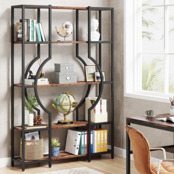 5 Tier Bookcases, Tall Vintage Bookcase with 12 Open Show Shelves, - Image 6