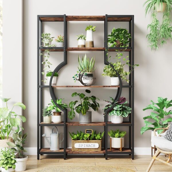 5 Tier Bookcases, Tall Vintage Bookcase with 12 Open Show Shelves, - Image 3