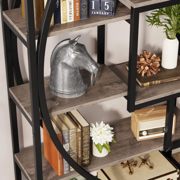 Bookshelf, Industrial 5-Tier Etagere Bookcase, 70.8 inch Tall Bookshelf with 8 Open Storage Shelf - Image 7