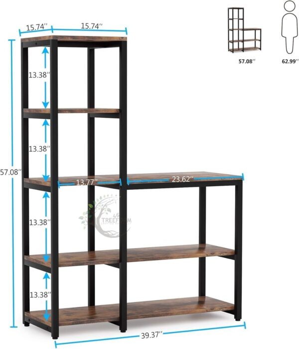 5-Tier Bookshelf, Ladder Corner Bookshelves - Image 2