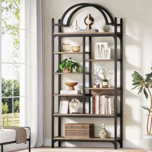 8-Tier Industrial Arched Bookcase, Open Display Storage Shelf